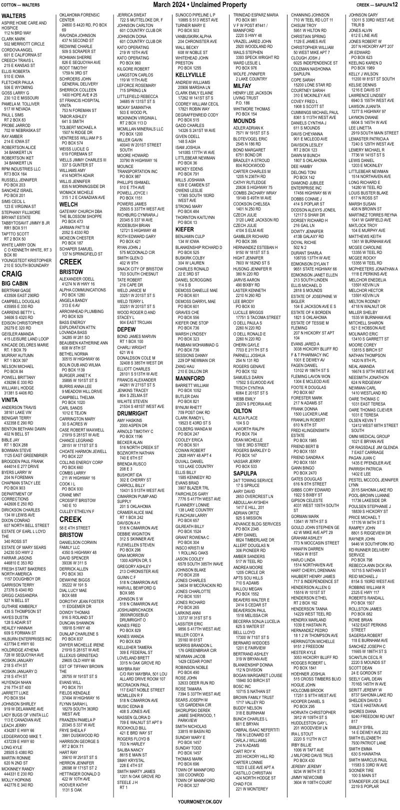 Unclaimed property list · synthetic page 12