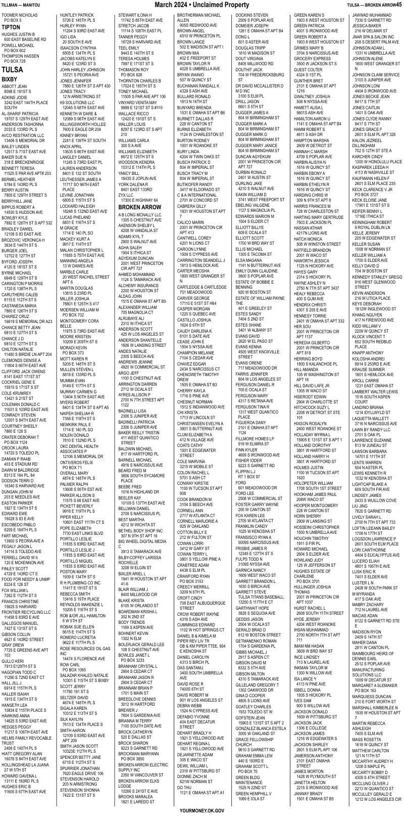 Unclaimed property list · synthetic page 45
