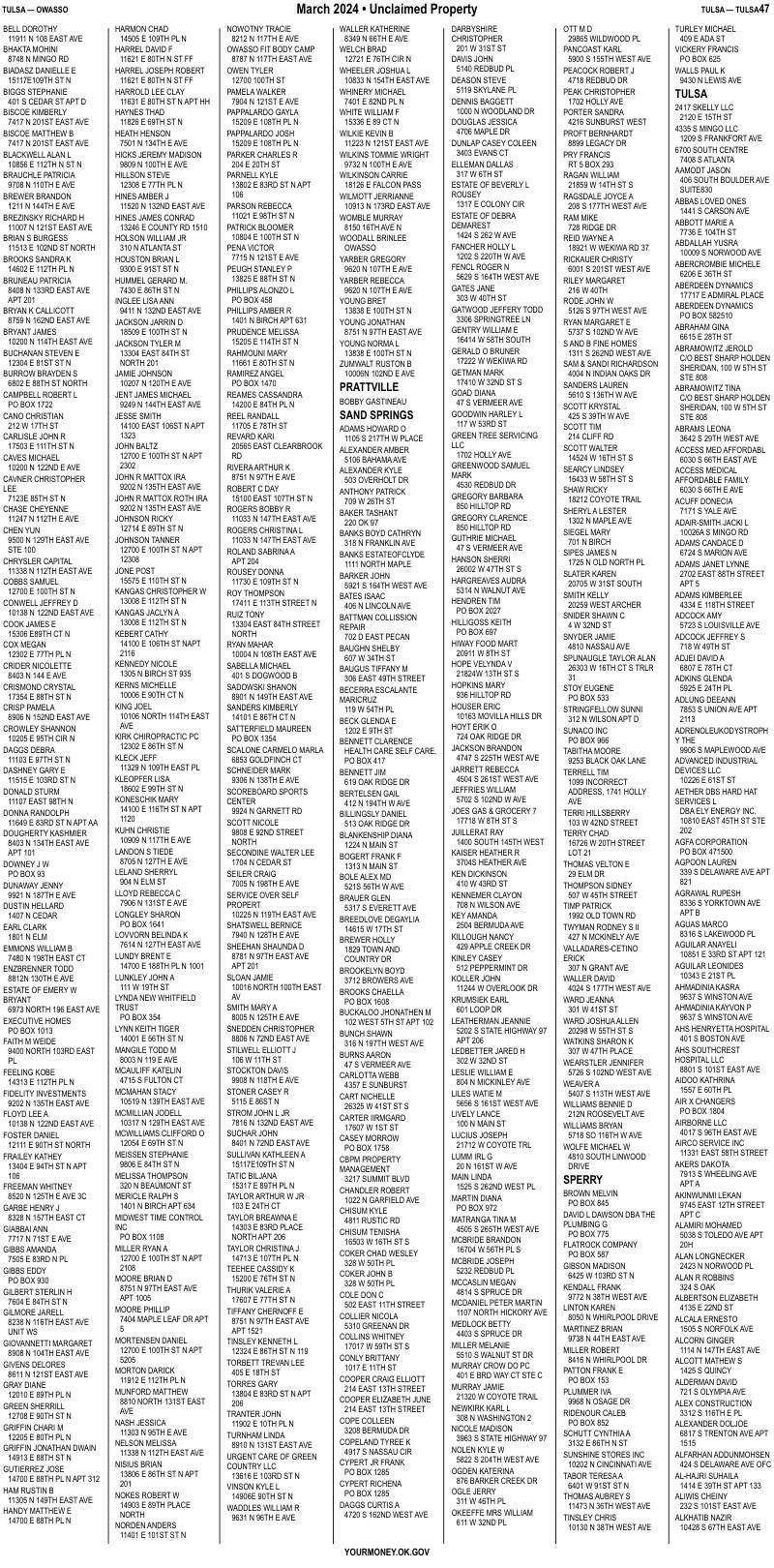 Unclaimed property list · synthetic page 47