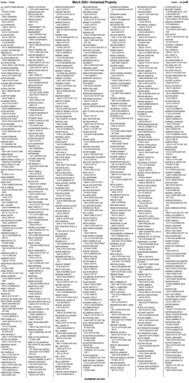 Unclaimed property list · synthetic page 48