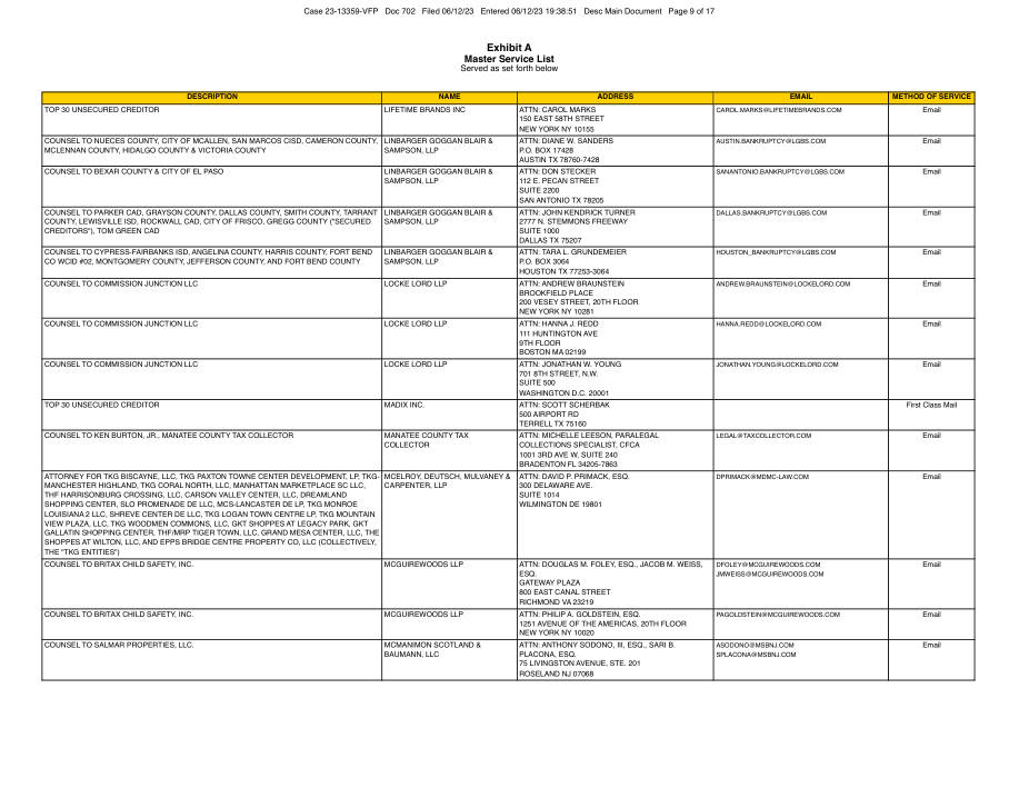 Service list · synthetic page 9