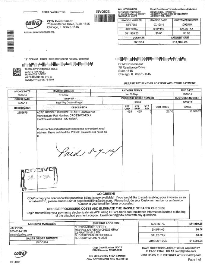 CDW Government invoice page 1