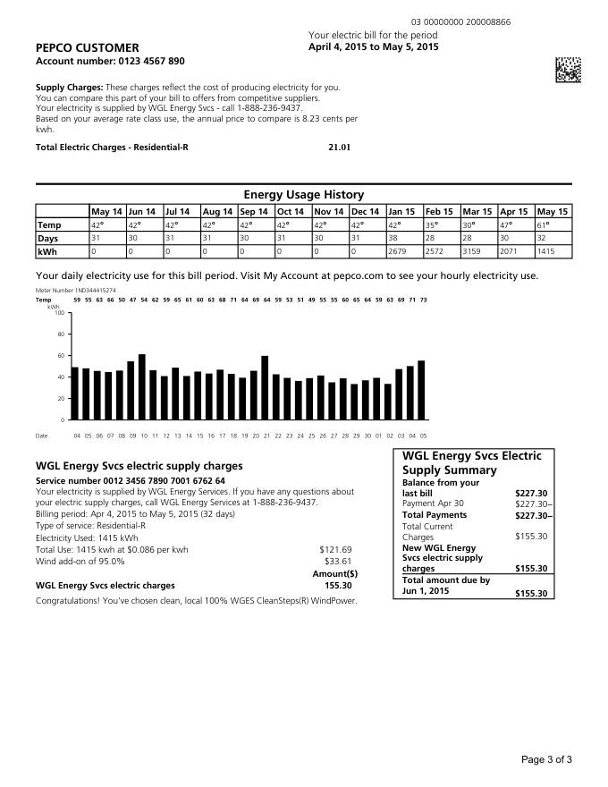 Pepco residential bill page 3